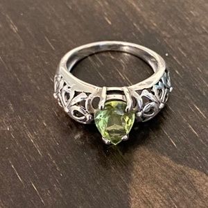 Sterling silver ring with green stone